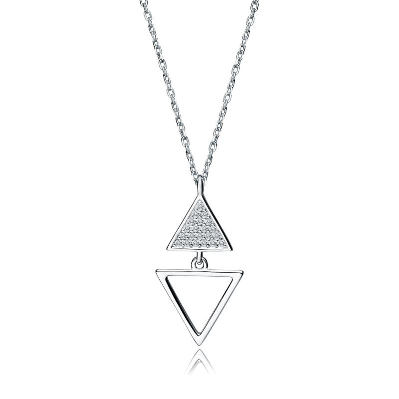 Lantisor argint triunghiuri cu pietre DiAmanti Z1850NR_W-DIA
